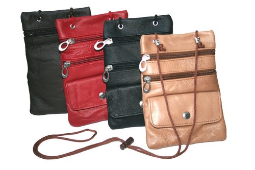 Bolso de cuero genuino para el cuello soporte para pasaporte viaje deporte bandolera cadena cartera - Imagen 3 de 19