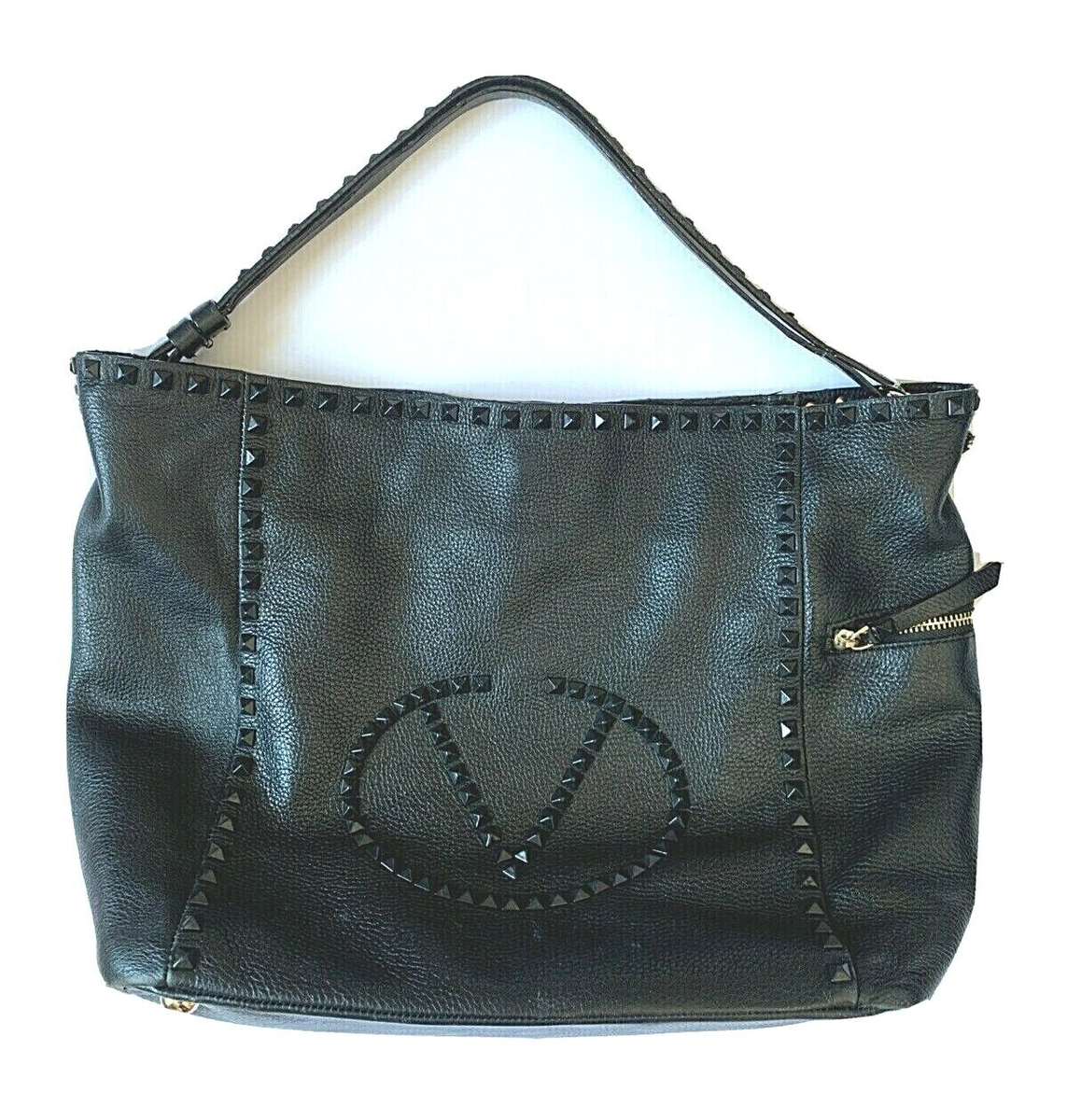 トートバッグ VALENTINO BLACK LEATHER MEDIUM ROCKSTUD SHOPPING BAG Valentino Garavani Rockstud Medium Tote - Joseph