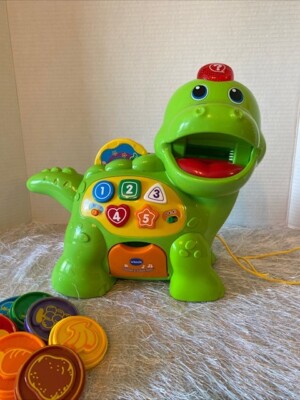 VTech Chomp and Count Dino w/ 8 food coins included Music & Sound Tested Works