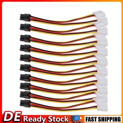 10PCS Molex (4 Pin) to PCI-E (6 Pin) Power Converter Adapter Connector