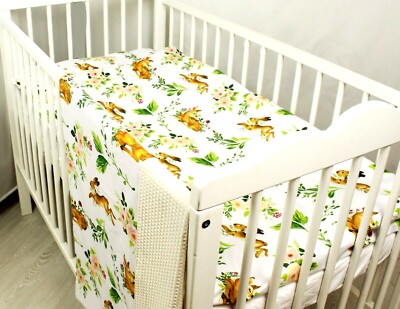 3 tlg Bettwäsche Set Kinderbett Bett Babydecke Bezug Kissenbezug Decke Gartentiere
