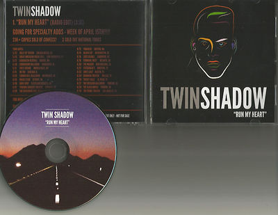 TWIN SHADOW Run My Heart w/ RARE EDIT PROMO DJ CD Single w/ TOUR DATES 2012 USA