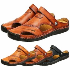 Sandalias de verano para hombre cuero auténtico exterior cómodas playa romana