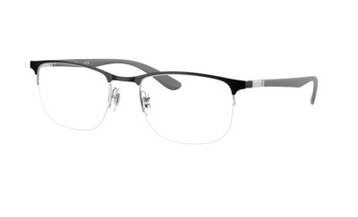 New RAY-BAN Eyeglasses RB 6513 3163 55-20 145 Black & Silver Semi-Rimless Frames