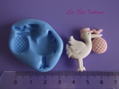 Moule Silicone A Fimo Platre Resine Scrap Cigogne Bebe 3 3 Cm N1556 Ebay