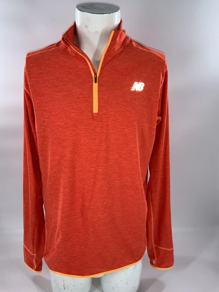 Новый баланс работает пуловер L мужчин оранжевый поли спандекс 1/4 молнии LNWOT YGI J2-135 - Изображение 2 из 4