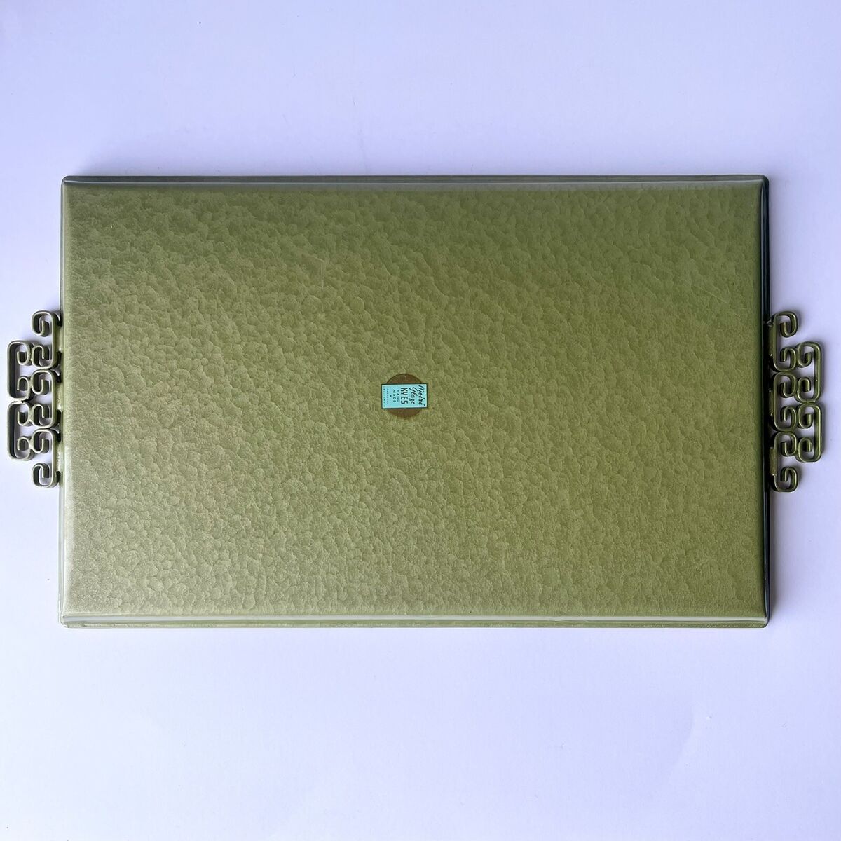 Vintage MCM Mid Century Modern Moire Glaze KYES Olive Green Vintage MCM Mid Century Modern Moire Glaze KYES Olive Green