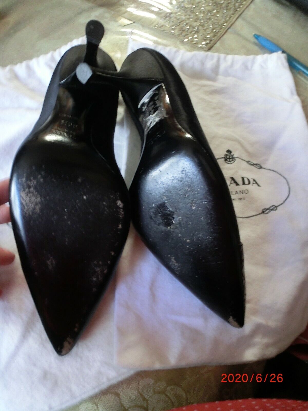 Prada Satin High Heel Shoes 38 1/2 Black - image 11