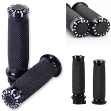 Pair 1 Inch Handlebar Black Hand Grips Hand Bar for Harley Dyna Softail Touring
