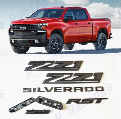 Matte Black Fender & Front Z71 Tailgate Silverado RST Emblem 2019-2021 Silverado