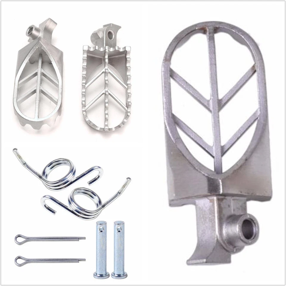 Motorcycle 1 Pair Front Foot Peg Footrest Stainless Steel Silver + 2pcs Bolt - Image 2 of 4