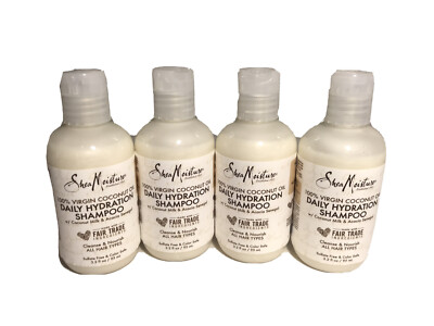 4 Shea Moisture 100% Virgin CoconutOil Daily Hydrate Shampoo Travel Size 3.2oz
