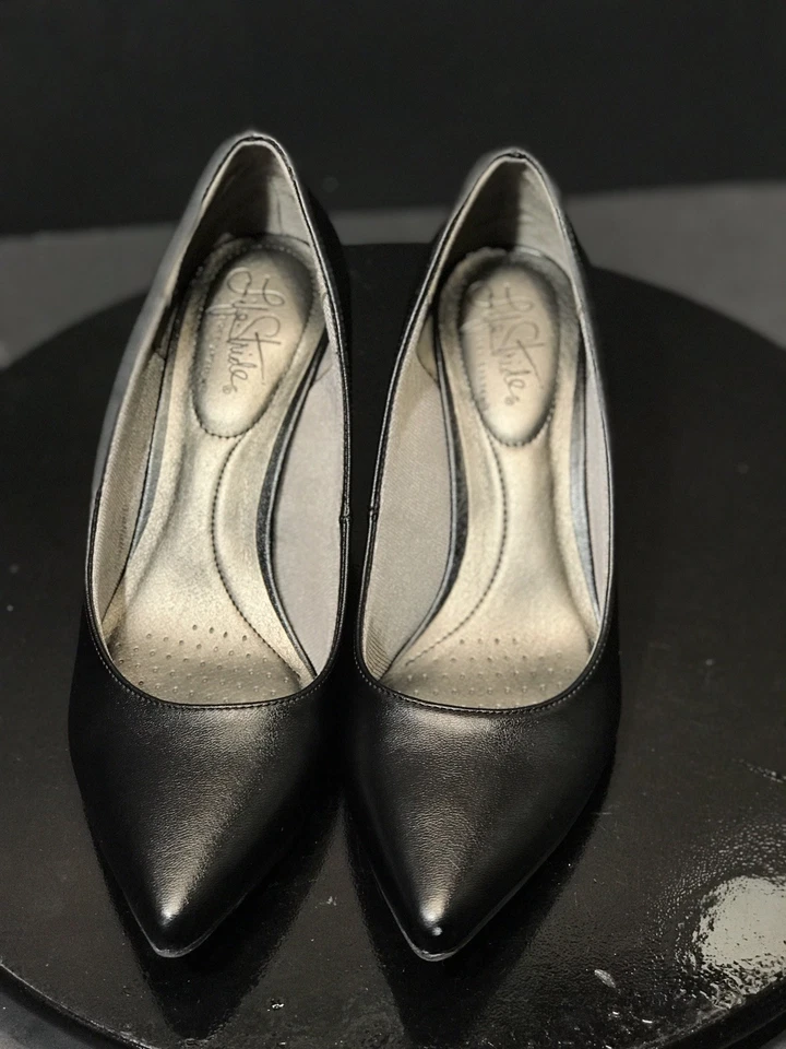 Женские заостренные черные кожаные туфли-лодочки LifeStride Sevyn на каблуке несоответствие размер: L- 6,5/R-7 - Изображение 4 из 4
