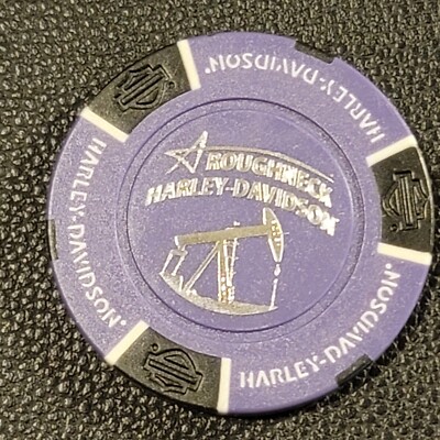 ROUGHNECK HD ~ TEXAS (Purple/Black Design 2) Harley Davidson Poker Chip