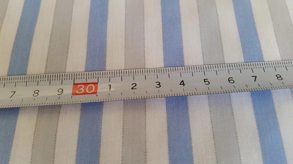 Baumwolle Stoff weiß blau grau Streifen (3,72€/qm) 1,10mx1,00m Baumwollstoff - Bild 2 von 4