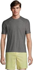 NWT Lands' End Men's Crew Neck Short Sleeve Rash Guard Gray UPF 50 XL 60 FLD202