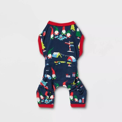 Wondershop Dog & Cat Blue Christmas Gnomes Pet Cotton Jersey Pajamas NWT Medium