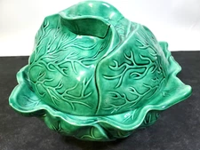 HUGE Holland Mold Dark Green Cabbage Tureen Covered Bowl 11" W x 8" H Vtge