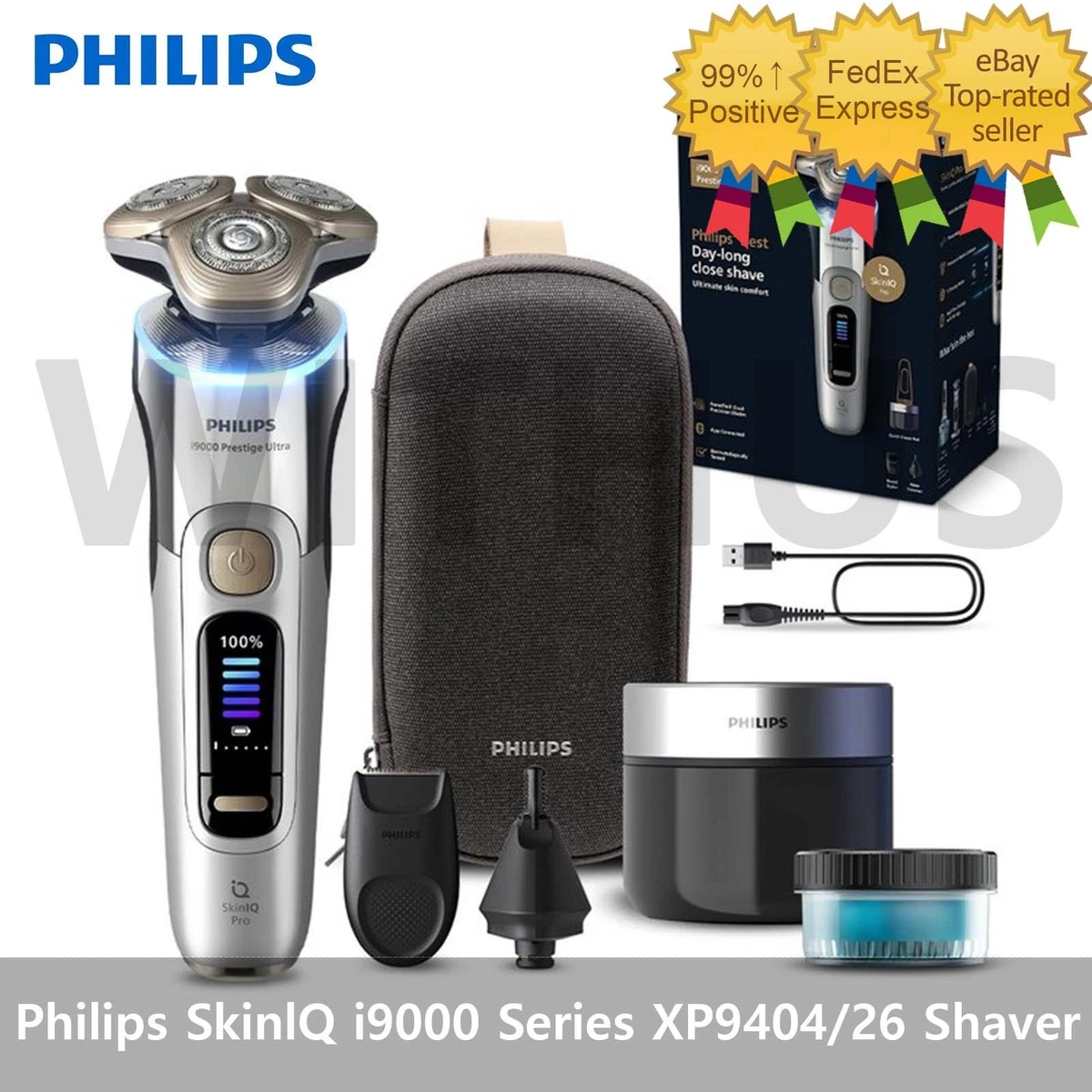 フィリップス i9000 Prestige Ultra XP9404/ i9000 Prestige Ultra Wet&Dry Electric Shaver with SkinIQ Pro