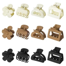 12 PCS Medium Matte Claw Clips for Thin Thick Hair 4 Styles Short Hair