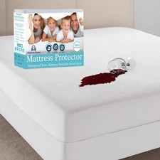 Waterproof King Size Mattress Protector Noiseless Premium Soft Cotton Terry V...