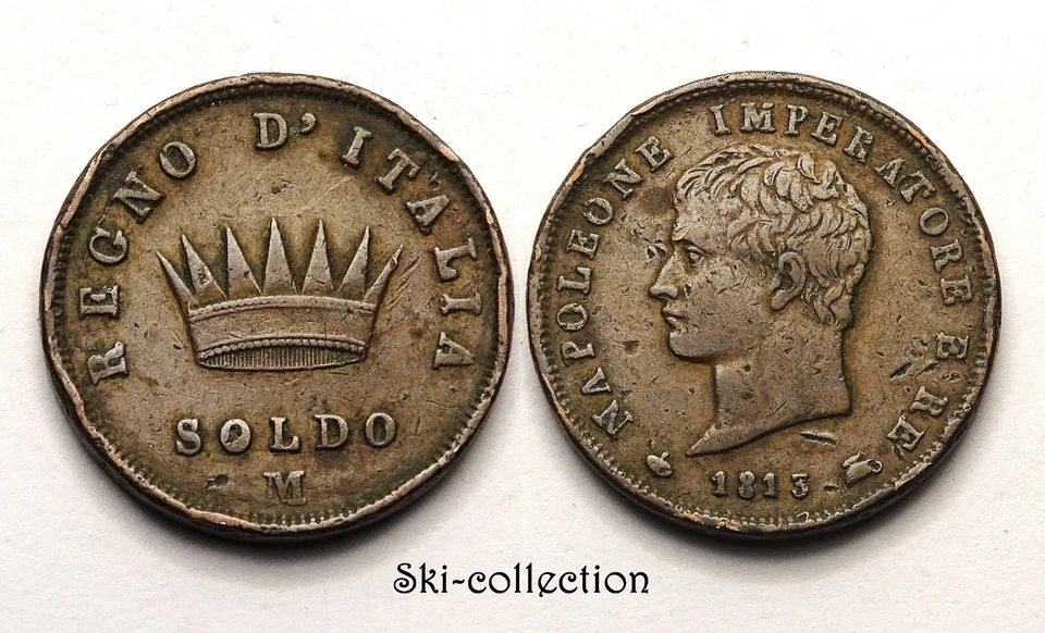 Soldo 1813 M. Royaume de Napoléon I°. Italie. Cuivre - Photo 1/1