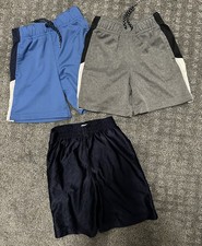 Boys Athletic Mesh Shorts Lot, Blue/Gray/Navy, Drawstring Waist, Set of 3