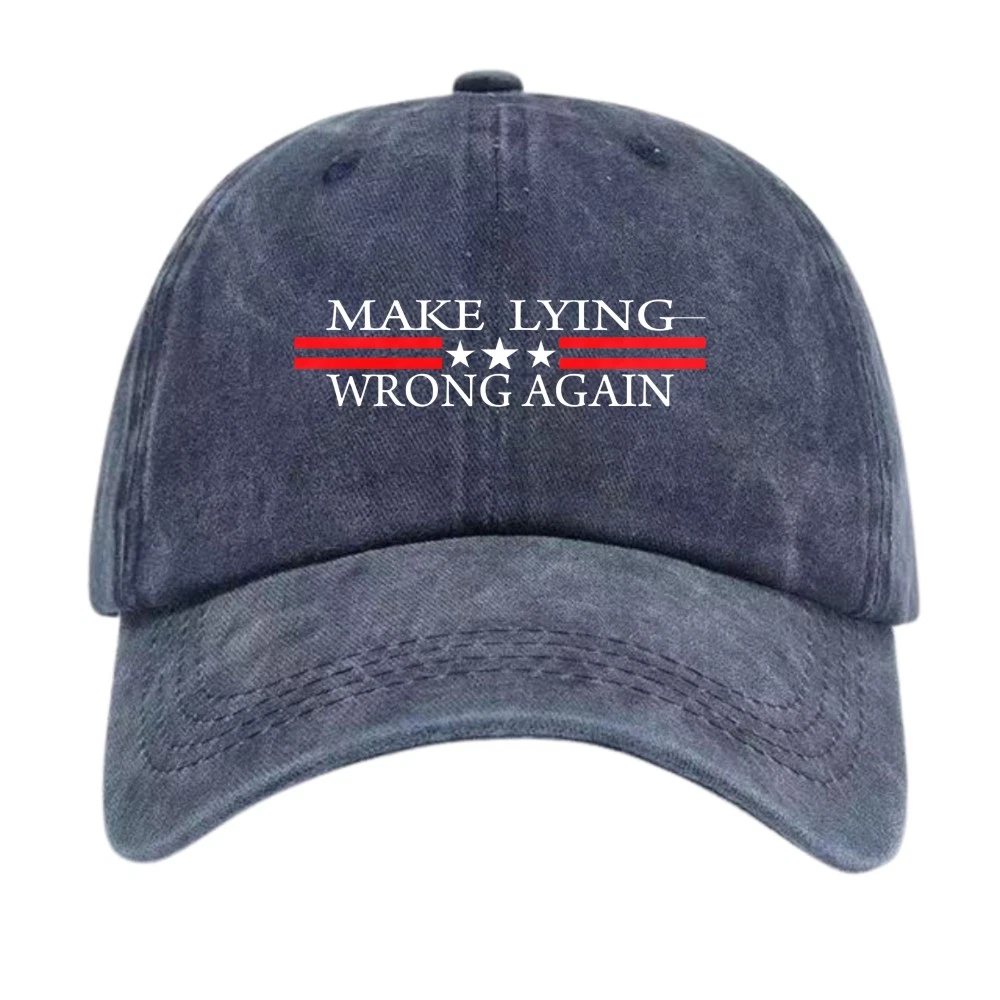 Make Lying Wrong Again Patriotic Slogan Baseball Cap Adjustable Dad Hat