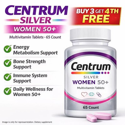 Centrum Silver Women 50+ Multivitamin Veg 65 Tabs Buy 3 Get 4th Free