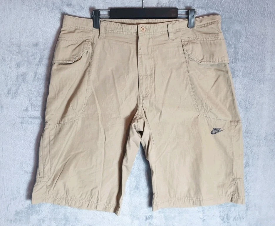 ​Nike Men's Beige Cargo Shorts XL W36 L13 100% Cotton Vintage Hiking Outdoor