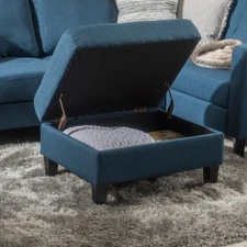 Storage Bench Suede Waffle Stitch Padded Seat Birch Legs