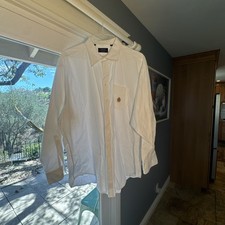 Chaps Ralph Lauren Dress Shirt Mens White Cotton Long Sleeve 18 34/35
