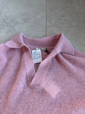 Auralee Baby Suri Alpaca Sheer Knit Skipper Polo - Size 3 - Pink