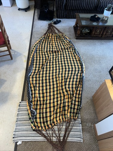 Vintage 7ft X 4ft Hammock Multicolor Plaid 1970’ 80’s