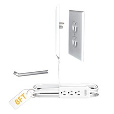 Child Safety Outlet Cover Plug Concealer with 8-Foot Flat Extension Cord