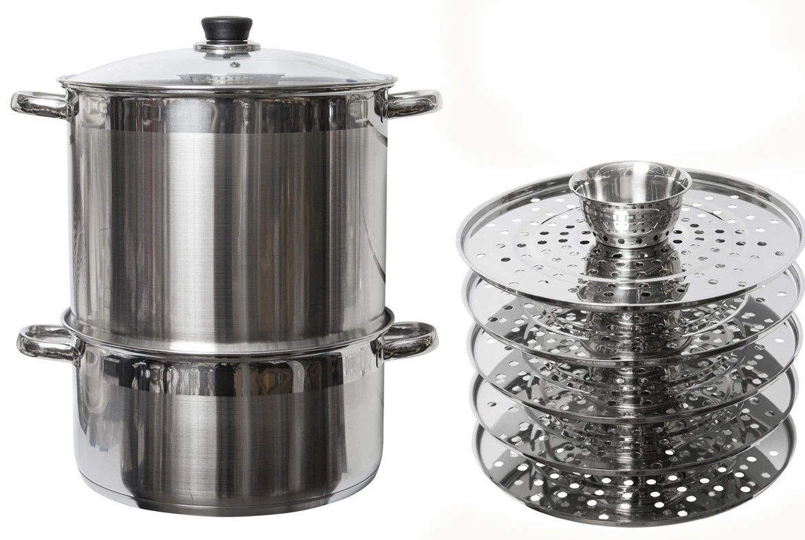 Uzbek 5 Tier Level 20 qt. 18/10 Stainless Steamer Cooker Dumplings Mantovarka #4