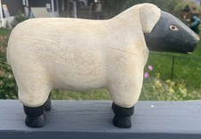 15? x 10? Hand Carved Painted Wood Wooden Scuplture Sheep Lamb Goat Primitive