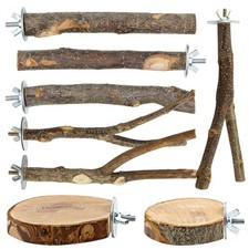 CZWESTC 8 PCS Bird Perch Set for Cage - Core  Platform - 8PCS, brown