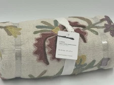 NWT Pottery Barn Liana Crewel Embroidered Table Throw 50" Floral Multi Warm