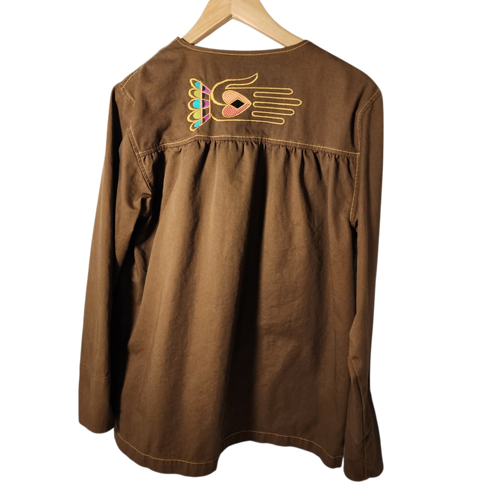 Bob Mackie Wearable Art Embroidered Brown Cotton … - image 8