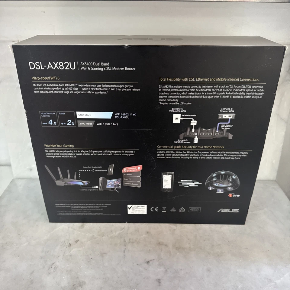 ASUS AX5400 Dual Band WiFi 6 xDSL Modem Router - Black (DSL-AX82U) - image 4 of 4