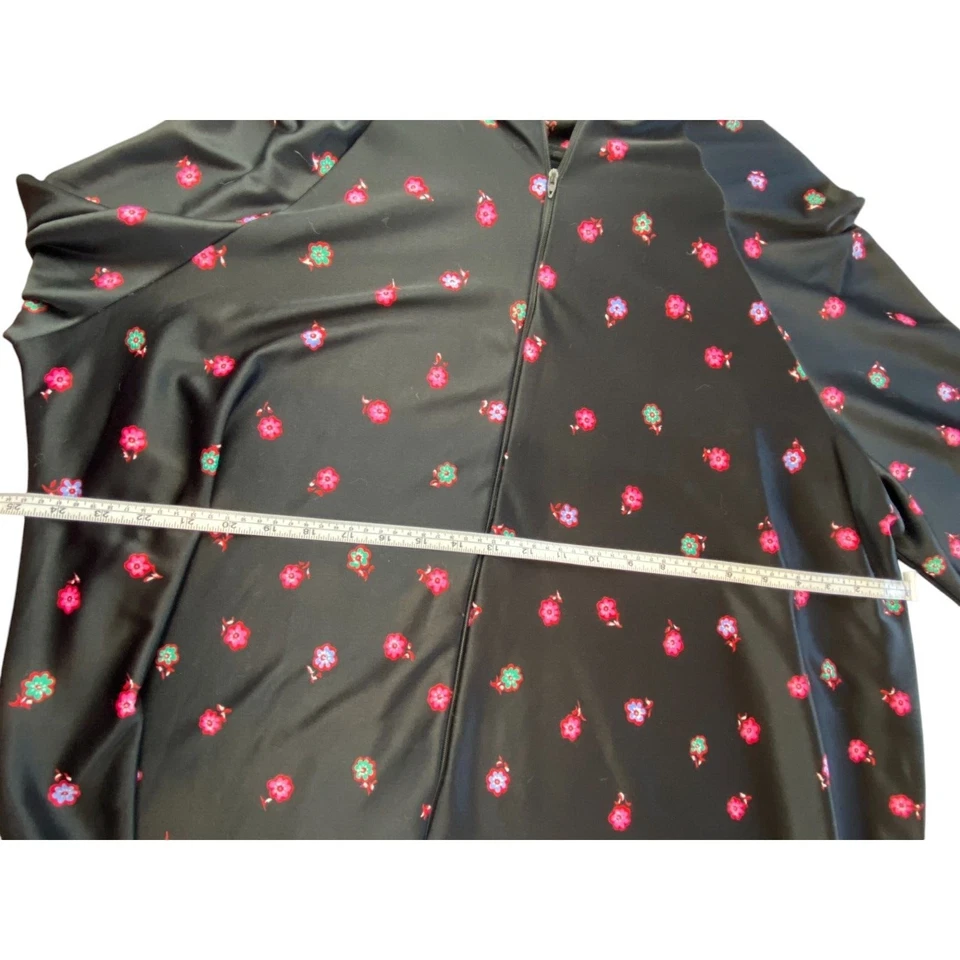 Montgomery Ward Ropa de Dormir Bata Negra Floral Paisley Mujer Cremallera Frontal Manga Larga Foto 4 de 4