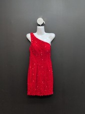Elegant Radiant Homecoming One Shoulder Sequin Bodycon Mini Dress Size 7 Red