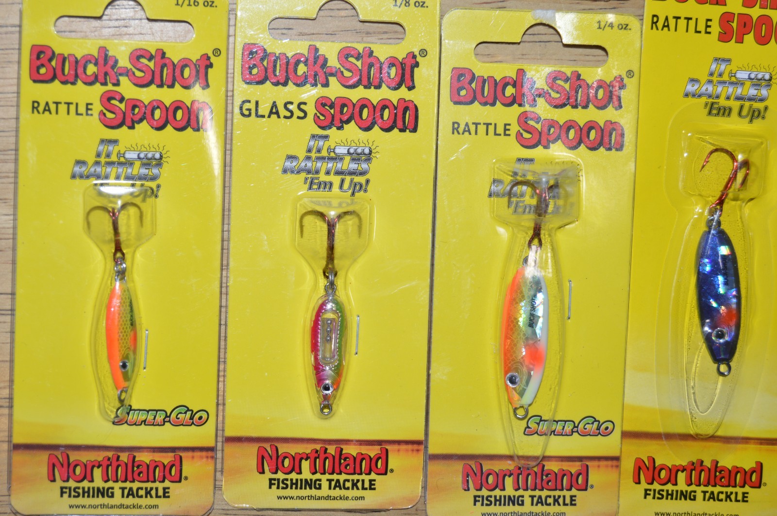 12 packs northland buck shot spoons assortment some glow UV rattles - Image 2