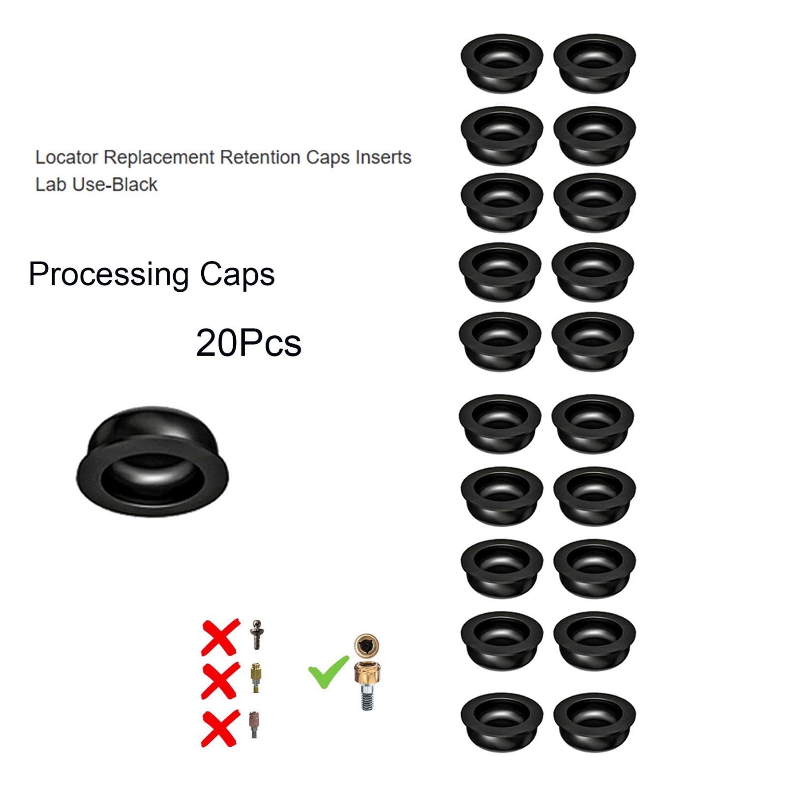 20Pcs Zest Locator Dental Lab Processing Retention Replacement Inserts ...