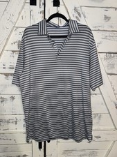 FootJoy FJ 1857 Men  s Blue Gray Striped Golf Polo Shirt Short Sleeve Size Large
