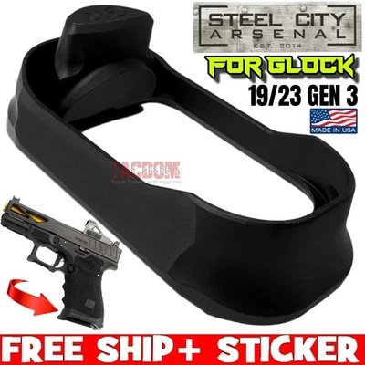 STEEL CITY ARSENAL STEEL CITY ENHANCED MAGWELL for GLOCK 19 23 GEN 3 BLACK 7075 Billet Aluminm USA
