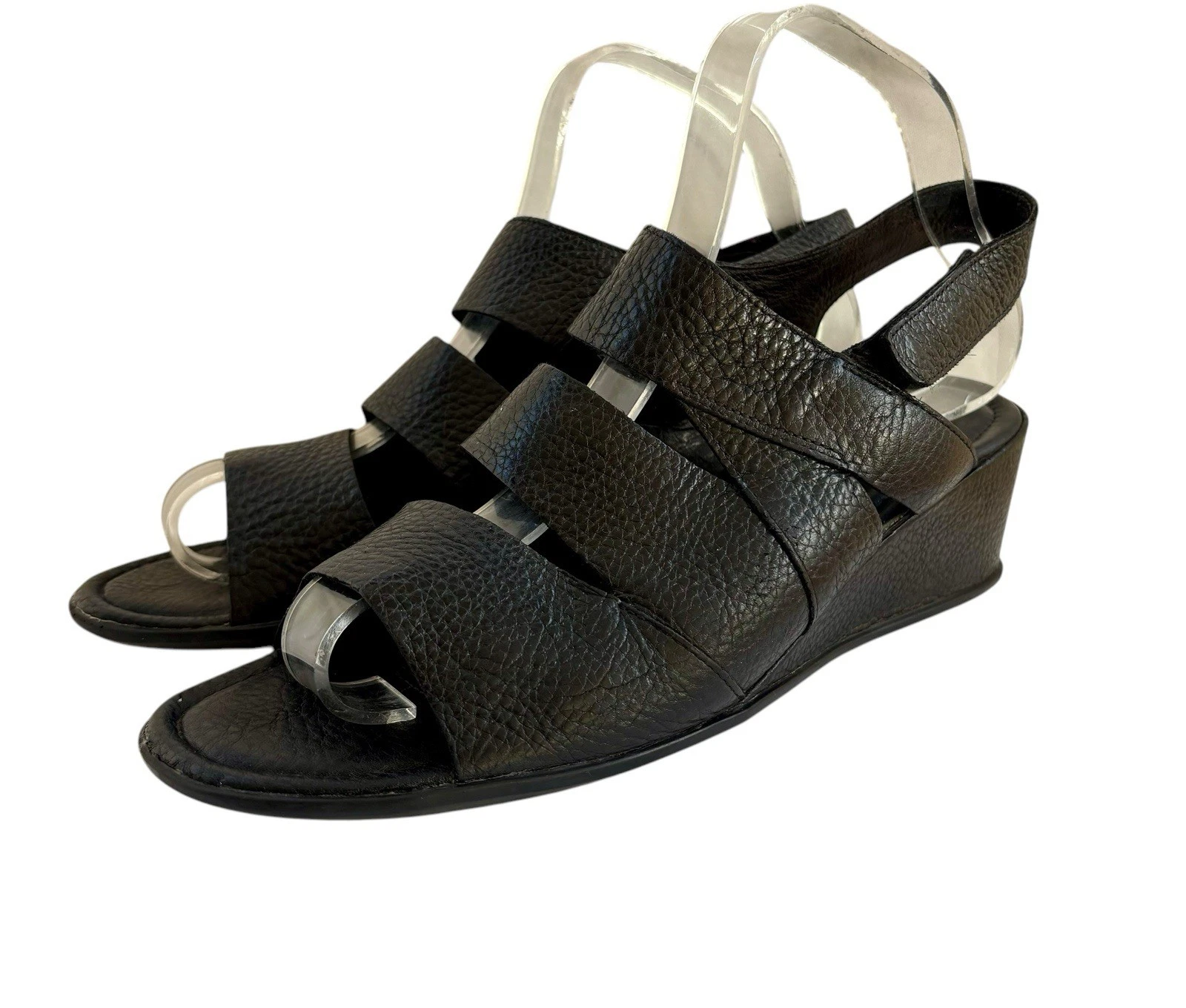 Sandali con cinturino e zeppa in pelle nera Ecco EU 39 UK taglia 6