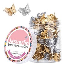 Mini Butterfly Hair Clips, Metallic Hair Claws Clips 50 Pcs Silver Gold