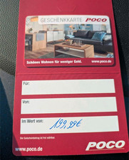 Poco Möbelhaus Gutschein Wertgutschein Guthaben 199,99 Euro